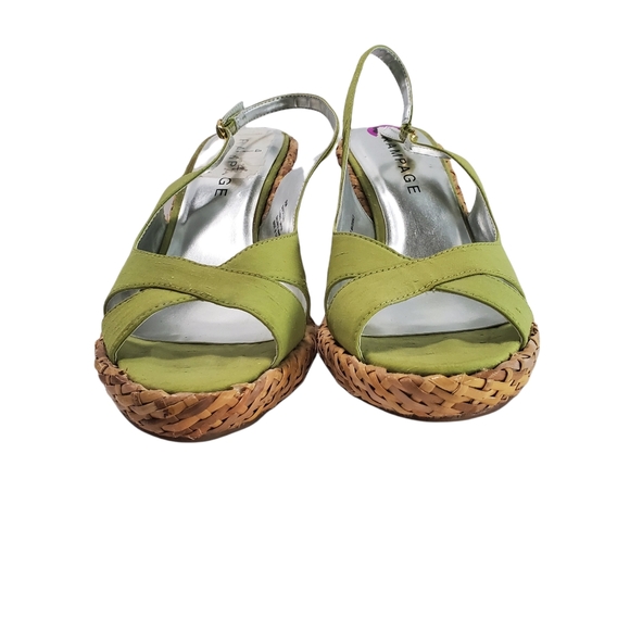Basket Weave Wedge Sandals in Green - Picture 4 of 6